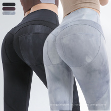 Sporty Sport Wear Slim Fit Pants de cintura alta Tie Dye Scrunch Butt Leggings Rápido seco Sexy Ladies Leggings de yoga